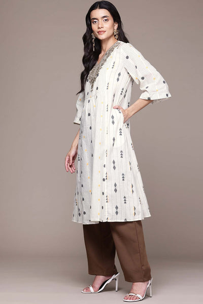Aarke Ritu Kumar Off White Vidushi Kurta indian designer wear online shopping melange singapore 