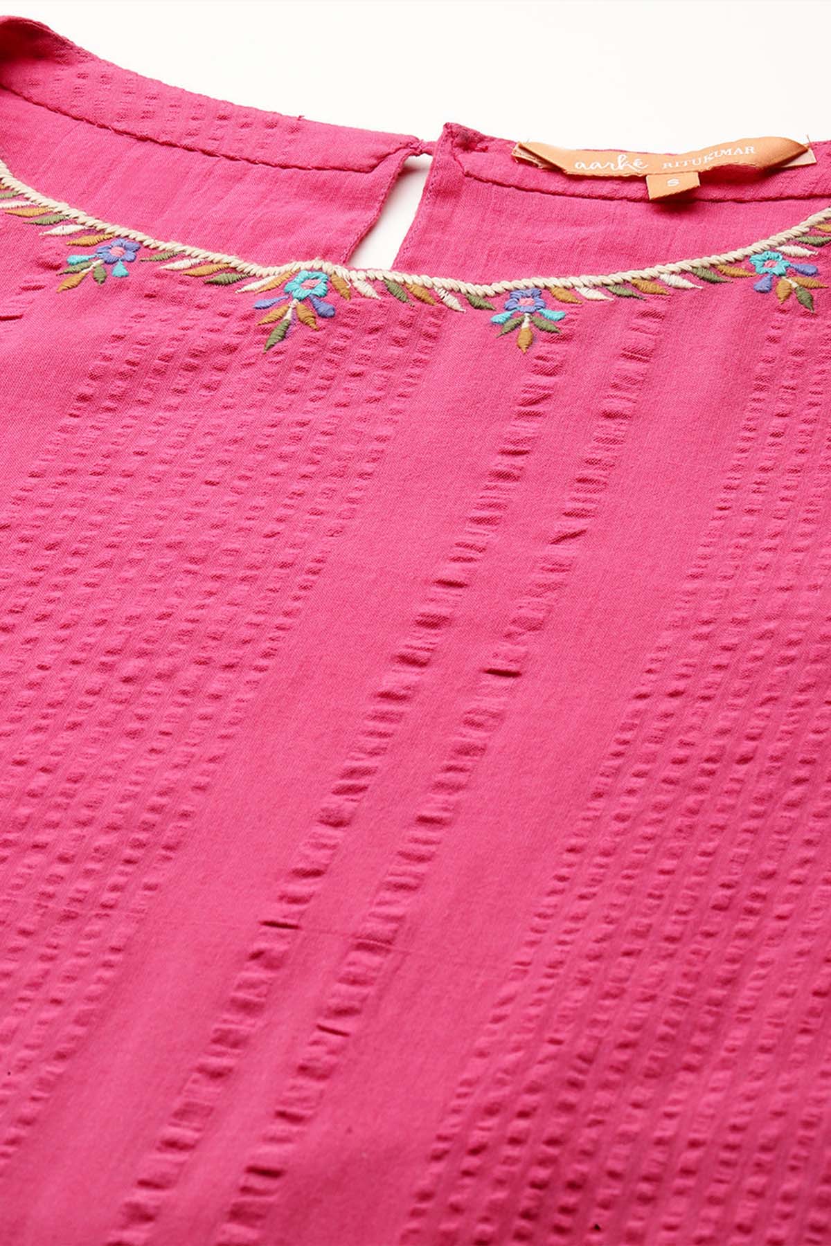 Aarke Ritu Kumar Pink Seersucker Kurta With Pant indian designer wear online shopping melange singapore 