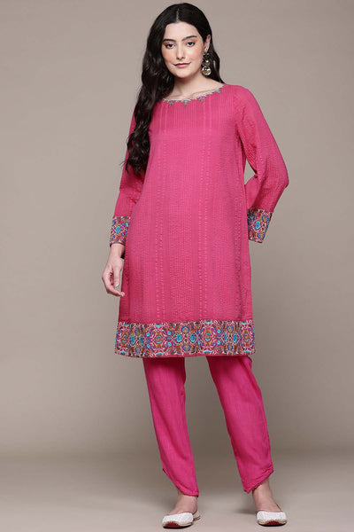 Aarke Ritu Kumar Pink Seersucker Kurta With Pant indian designer wear online shopping melange singapore 