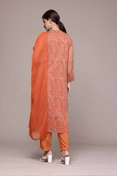 Aarke Ritu Kumar Rust Ashfi Kurti With Pant And Dupatta indian designer wear online shopping melange singapore 