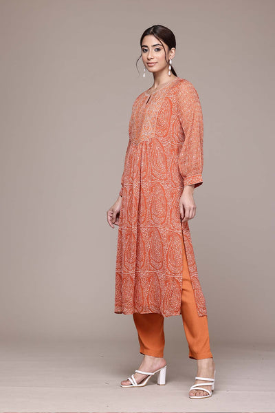 Aarke Ritu Kumar Rust Ashfi Kurti With Pant And Dupatta indian designer wear online shopping melange singapore 