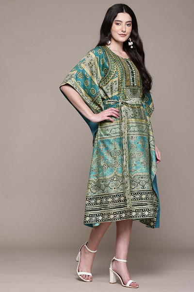 Aarke Ritu Kumar Turquoise Sarika Kaftan Dress indian designer wear online shopping melange singapore 