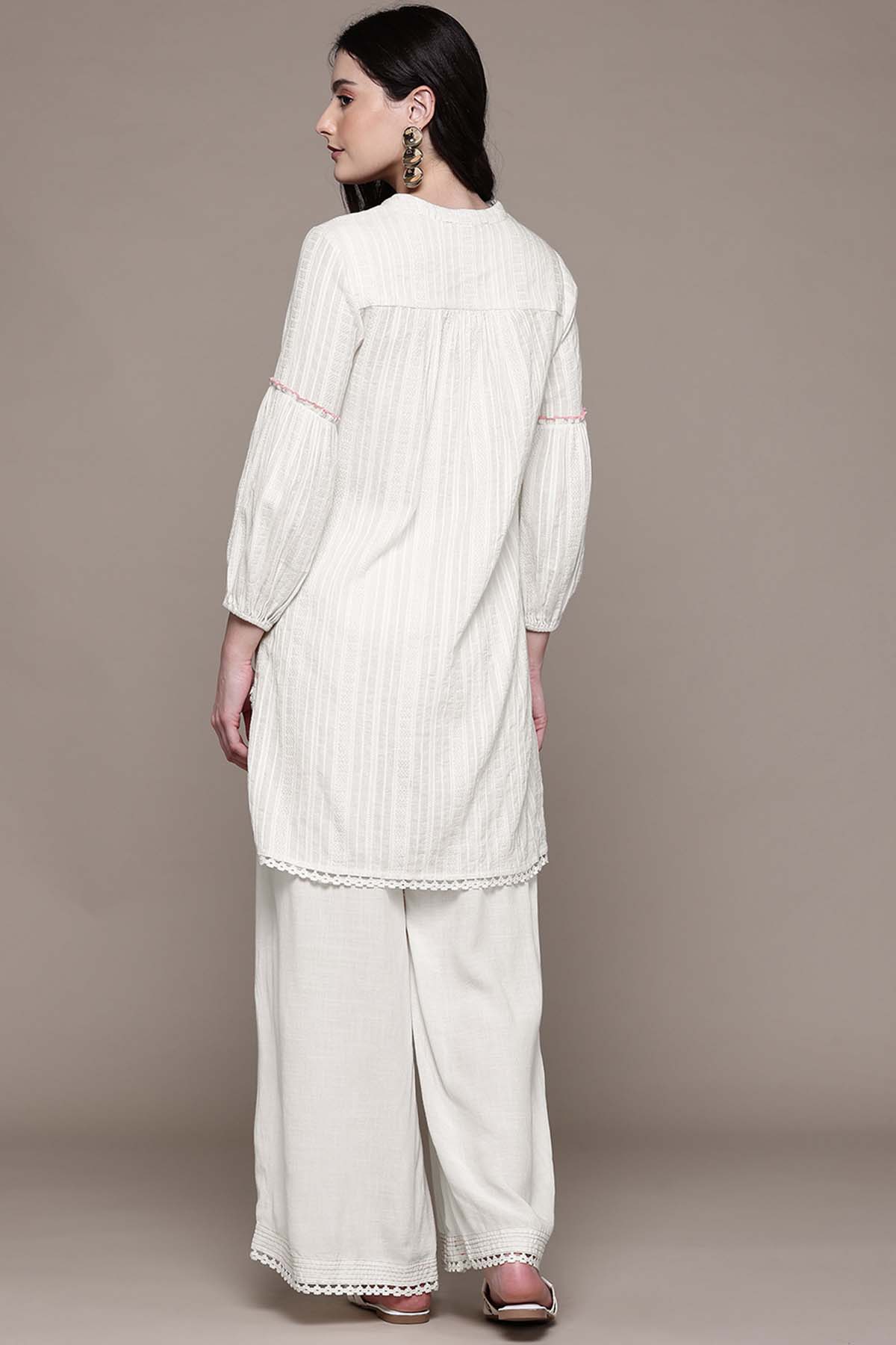 Aarke Ritu Kumar White Meerab Kurti With Palazzo indian designer wear online shopping melange singapore 