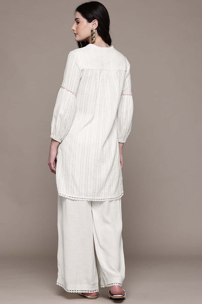 Aarke Ritu Kumar White Meerab Kurti With Palazzo indian designer wear online shopping melange singapore 