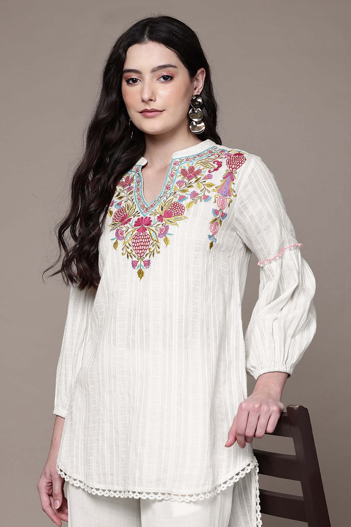 Aarke Ritu Kumar White Meerab Kurti With Palazzo indian designer wear online shopping melange singapore 