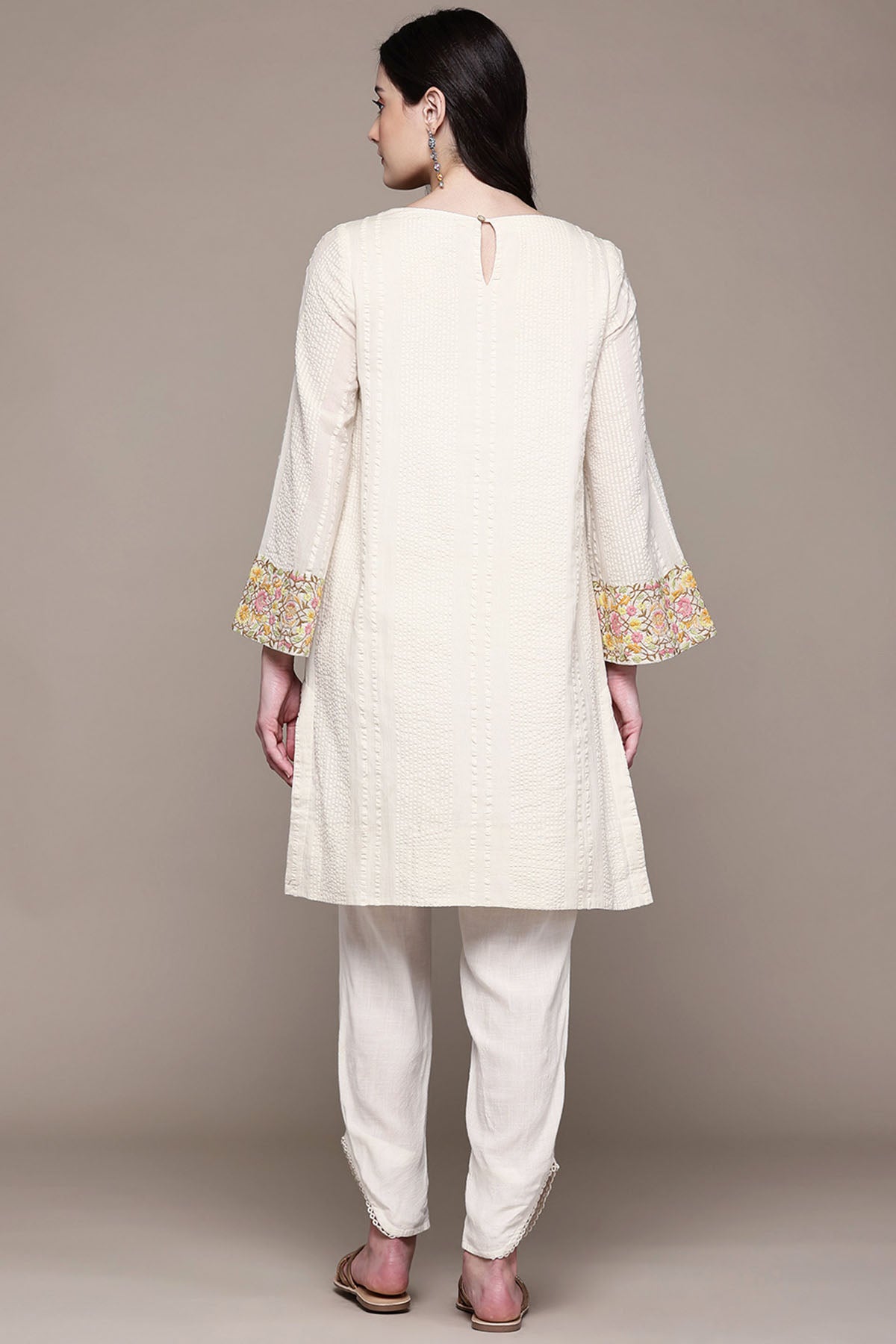 Aarke Ritu Kumar White Seersucker Kurta With Pant indian designer wear online shopping melange singapore 