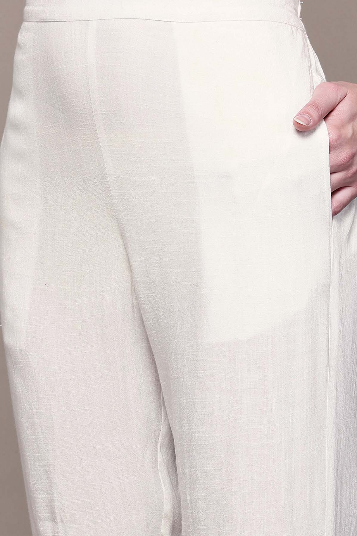 Aarke Ritu Kumar White Seersucker Kurta With Pant indian designer wear online shopping melange singapore 