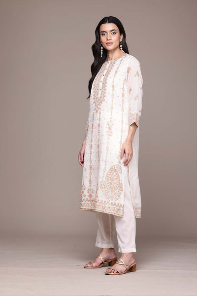 Aarke Ritu Kumar White Shahaab Kurta With Pant And Dupatta indian designer wear online shopping melange singapore 
