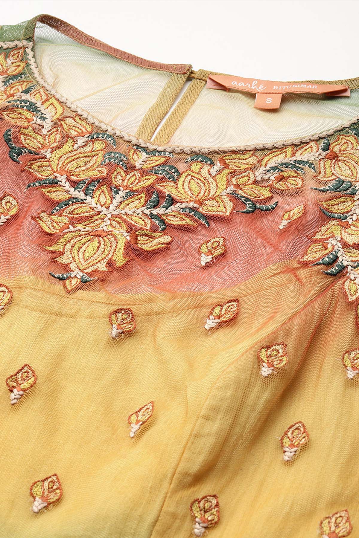 Aarke Ritu Kumar Yellow Hues Kurta With Sharara And Dupattaa indian designer wear online shopping melange singapore 