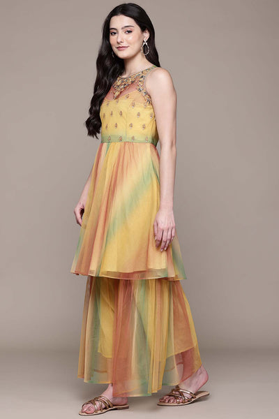 Aarke Ritu Kumar Yellow Hues Kurta With Sharara And Dupattaa indian designer wear online shopping melange singapore 