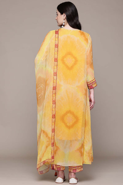 Aarke Ritu Kumar Yellow Mirage Hue Kurta With Pant And Dupatta indian designer wear online shopping melange singapore 