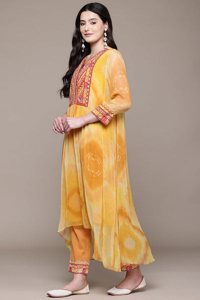 Aarke Ritu Kumar Yellow Mirage Hue Kurta With Pant And Dupatta indian designer wear online shopping melange singapore 