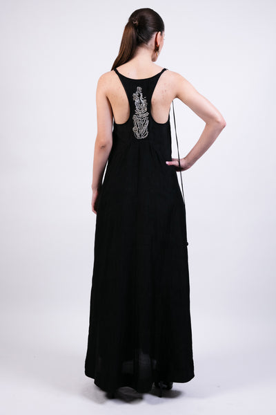 Ak Ok Black Slip Dress With Coin Embroidery indian designer wear online shopping melange singapore