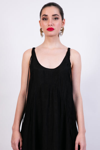 Ak Ok Black Slip Dress With Coin Embroidery indian designer wear online shopping melange singapore