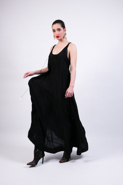 Ak Ok Black Slip Dress With Coin Embroidery indian designer wear online shopping melange singapore