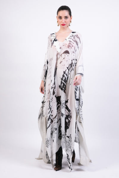Ak Ok Draped Kaftan With Printed Slip Dress indian designer wear online shopping melange singapore