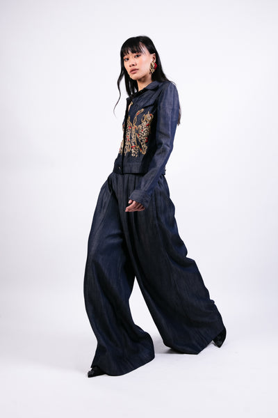 Ak Ok Emb Jacket With Flared Pants indian designer wear online shopping melange singapore
