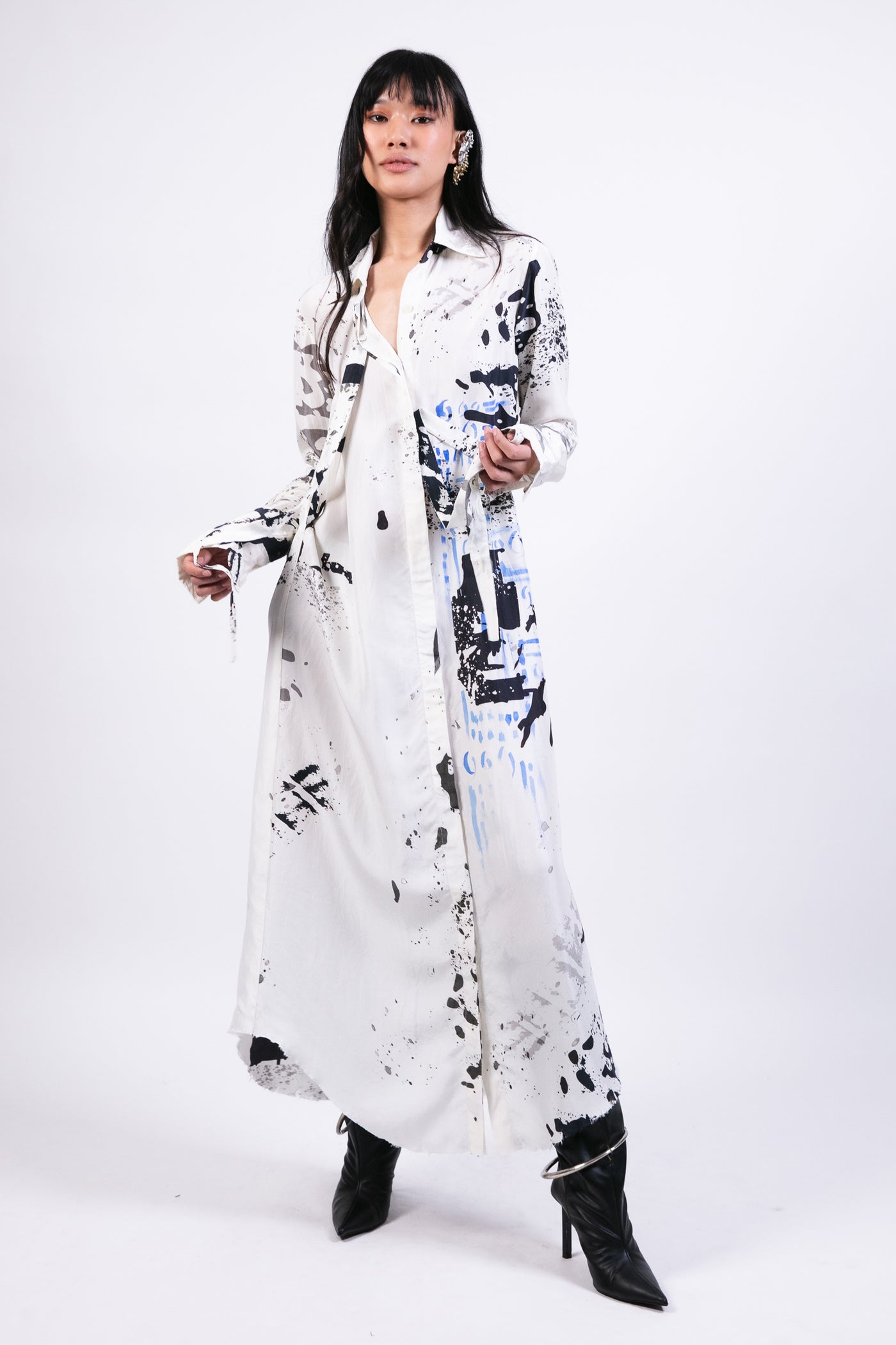 Ak Ok Printed Shirt Dress indian designer wear online shopping melange singapore