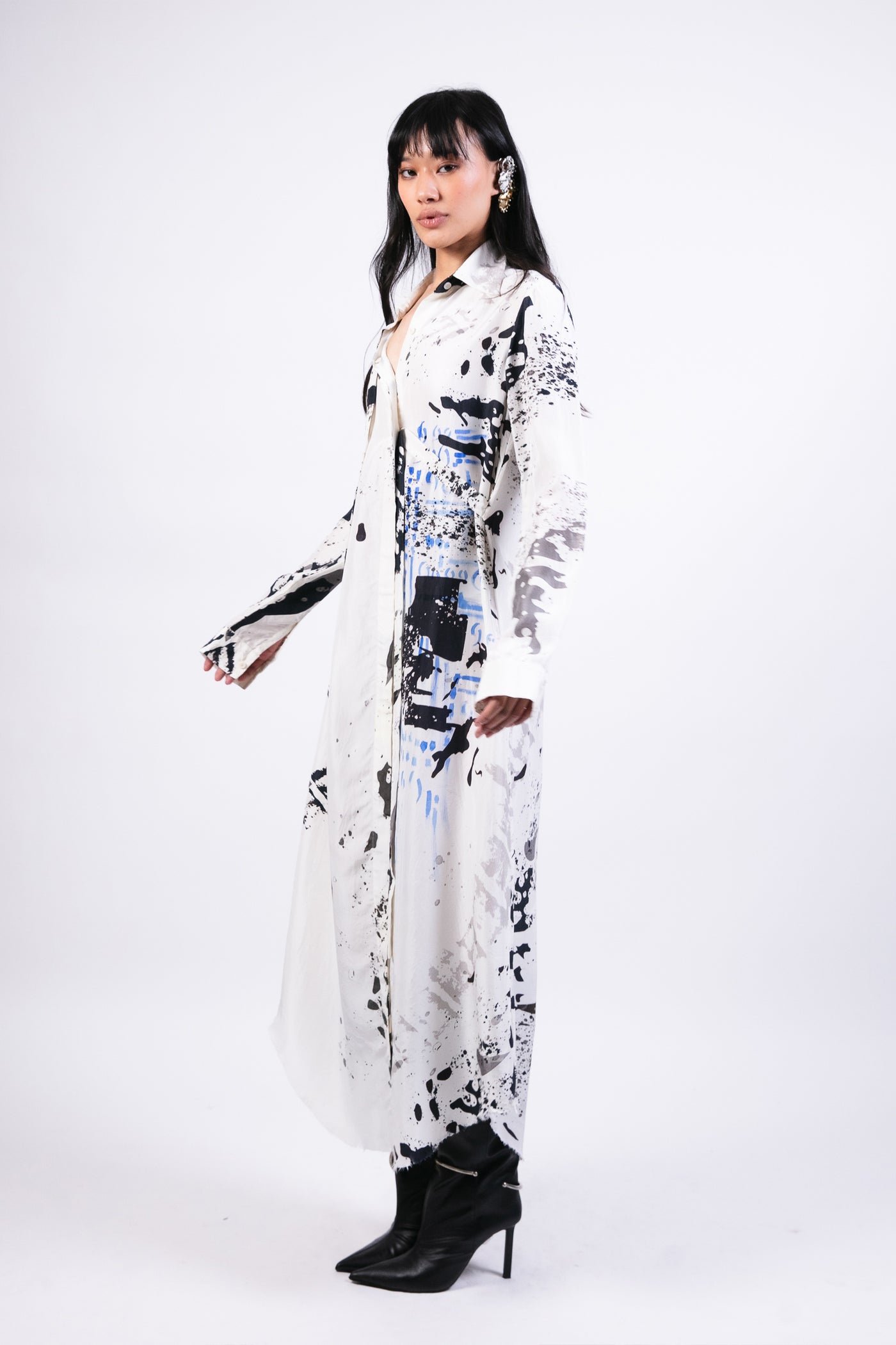 Ak Ok Printed Shirt Dress indian designer wear online shopping melange singapore