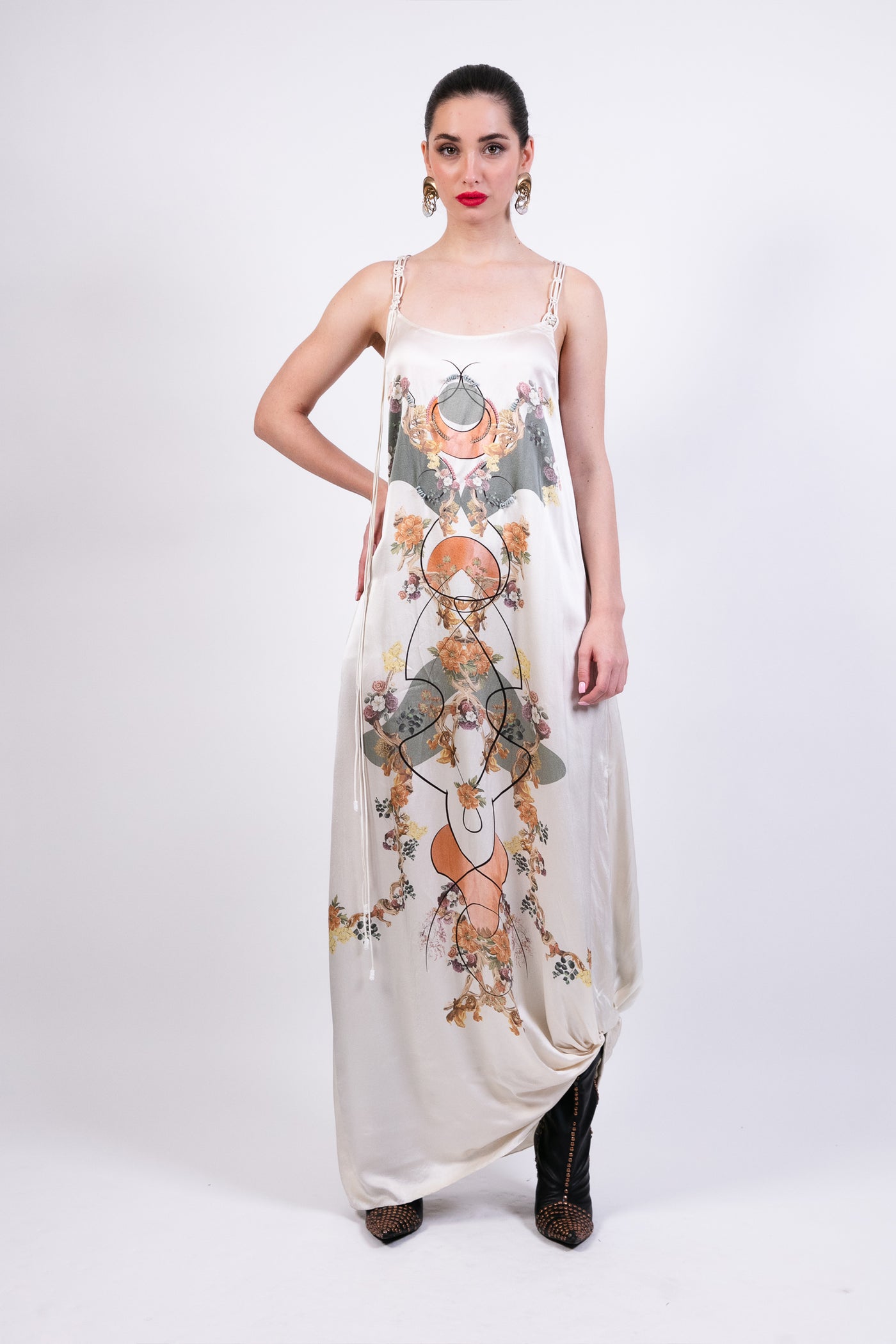 Ak Ok Printed Shirt Jacket With Slip Dress indian designer wear online shopping melange singapore
