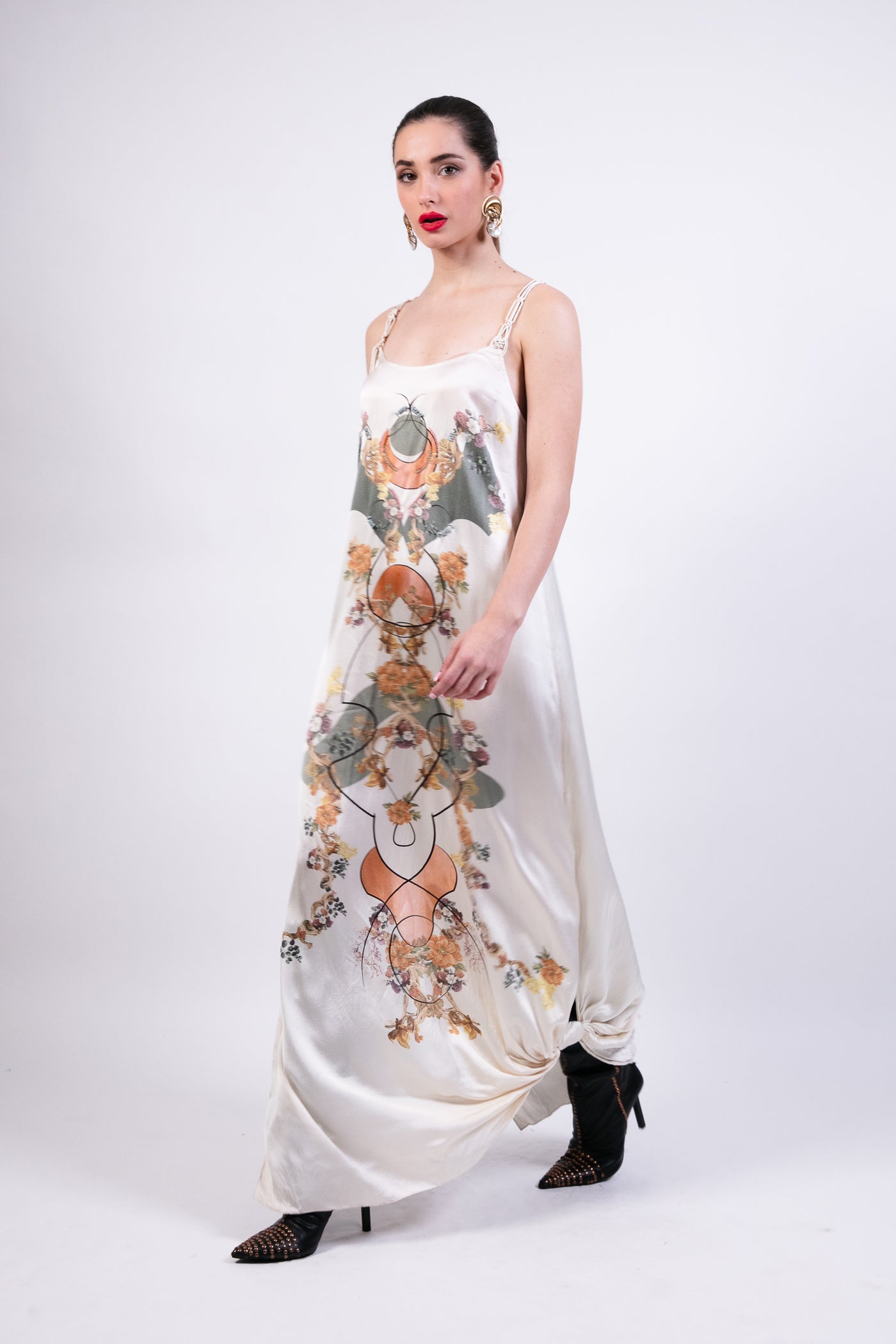 Ak Ok Printed Shirt Jacket With Slip Dress indian designer wear online shopping melange singapore