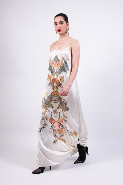 Ak Ok Printed Shirt Jacket With Slip Dress indian designer wear online shopping melange singapore