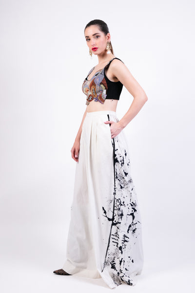Ak Ok Printed Short Dress With Trouser indian designer wear online shopping melange singapore
