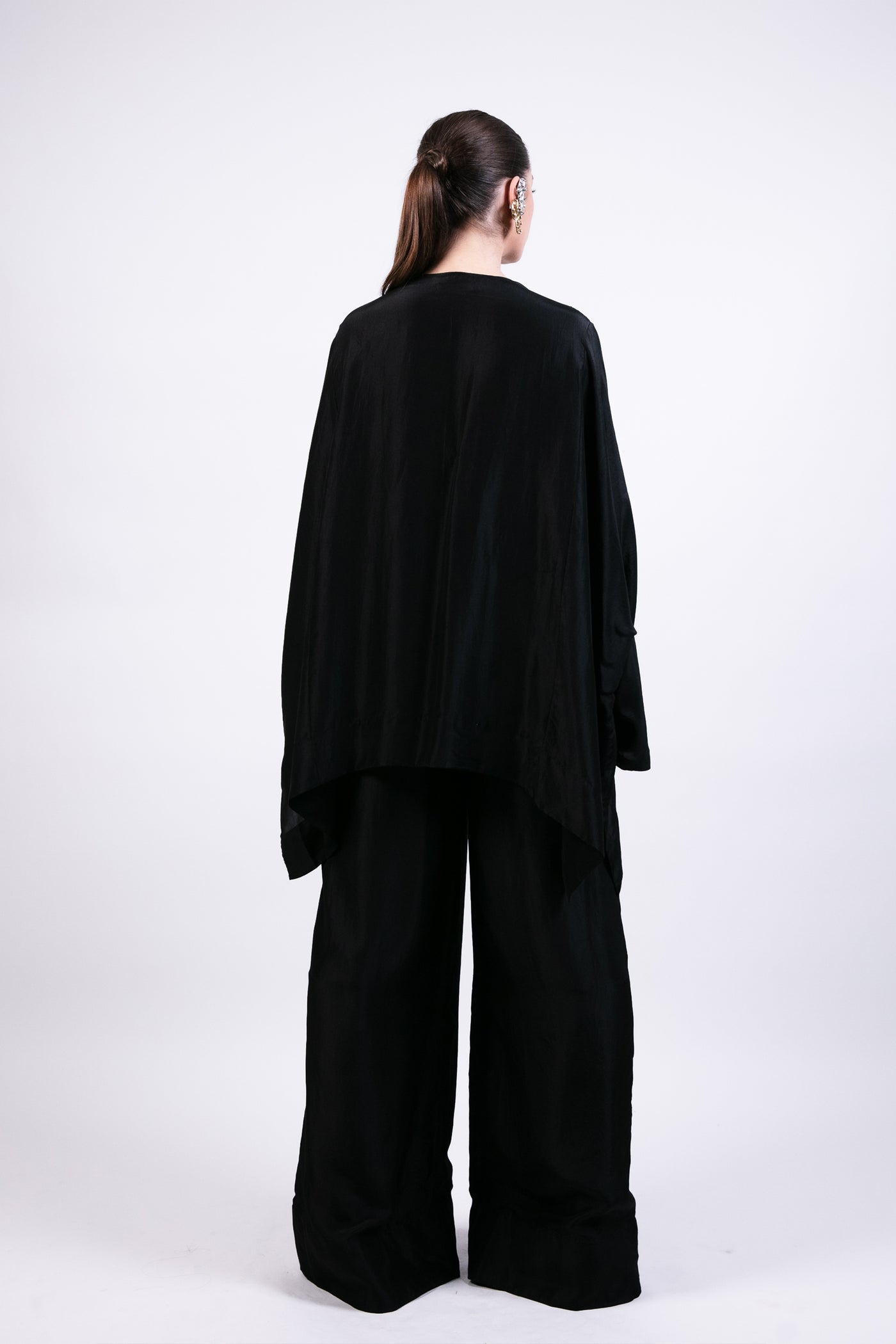 Ak Ok Short Boxy Kurta With Black Flared Pants indian designer wear online shopping melange singapore
