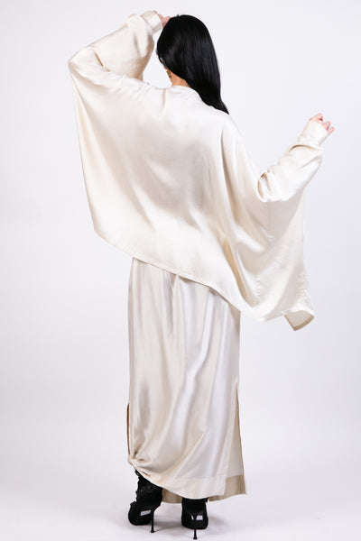 Ak Ok Short Boxy Kurta With Silk Lungi Skirt indian designer wear online shopping melange singapore