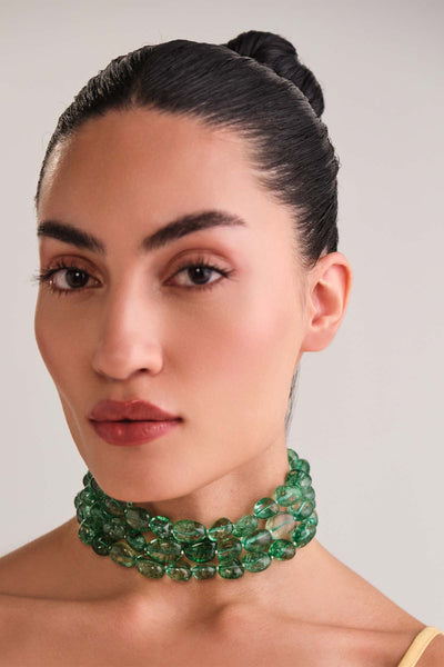 Anaash Emerald Green Choker 3 Lines indian designer wear online shopping melange singapore 