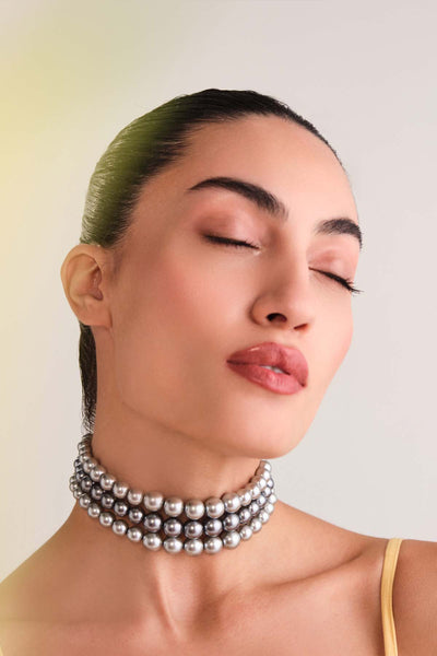 Anaash Graded DarkLight Silver Pearl Choker indian designer wear online shopping melange singapore