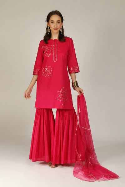 Aneehka Iro Rani Cotton Kurta Sharara Set indian designer wear online shopping melange singapore