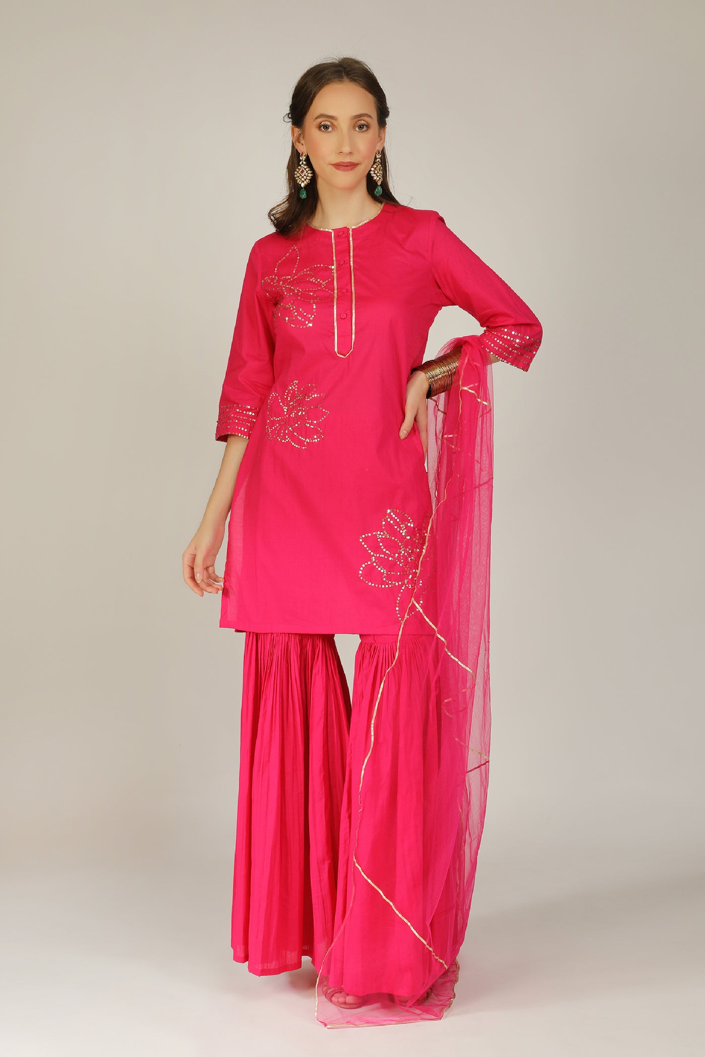 Aneehka Iro Rani Cotton Kurta Sharara Set indian designer wear online shopping melange singapore
