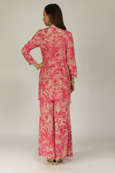 Aneehka Raya Pink Digi Tunic With Flare Pants indian designer wear online shopping melange singapore