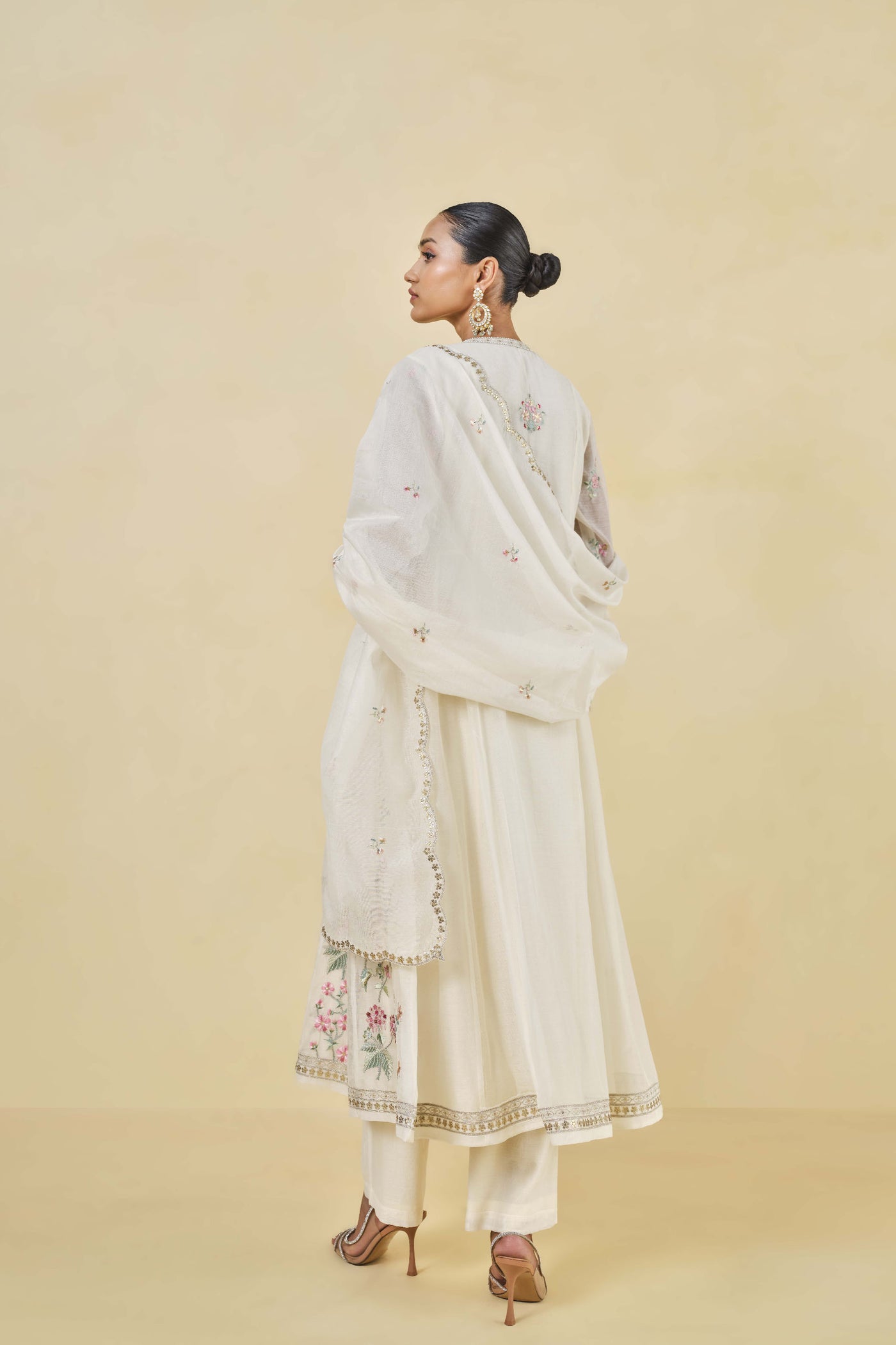 Anita Dongre A Floral Garden Embroidered Mull Suit Set Natural indian designer wear online shopping melange singapore