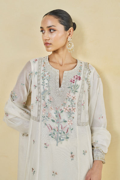 Anita Dongre A Floral Garden Embroidered Mull Suit Set Natural indian designer wear online shopping melange singapore