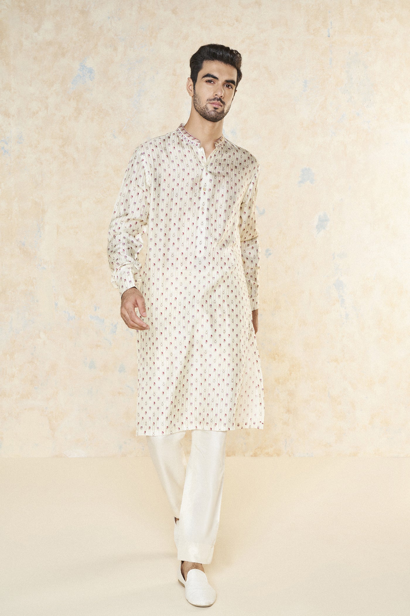 Anita Dongre Aadhavan Kurta Cream indian designer wear online shopping melange singapore