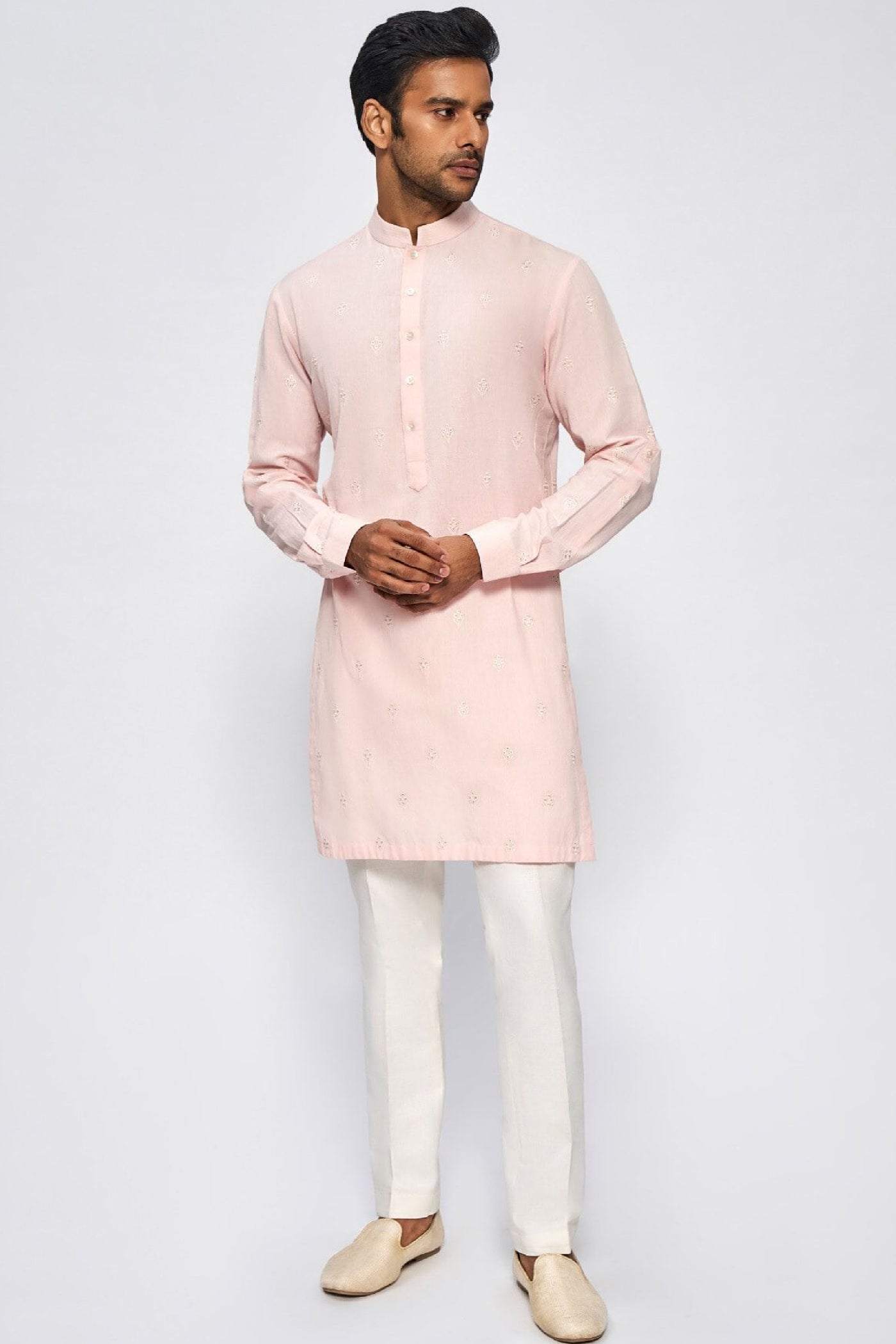 Anita Dongre Menswear Aaditva Kurta Pink Indian designer wear online shopping melange singapore