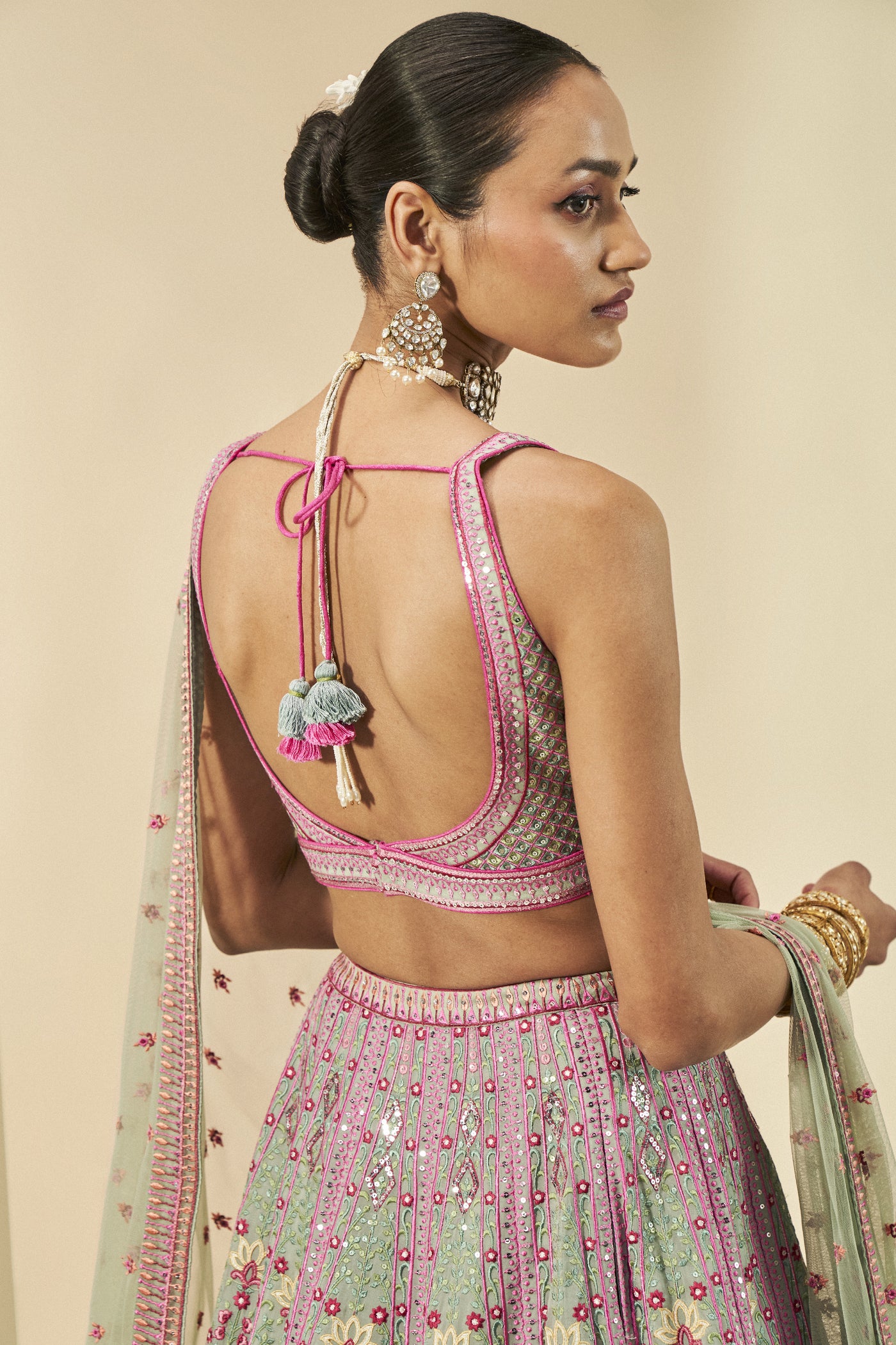 Anita Dongre Aashirya Embroidered Lehenga Set Sage indian designer wear online shopping melange singapore