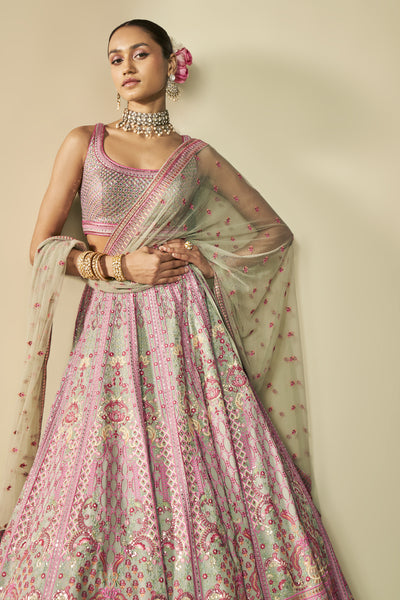 Anita Dongre Aashirya Embroidered Lehenga Set Sage indian designer wear online shopping melange singapore