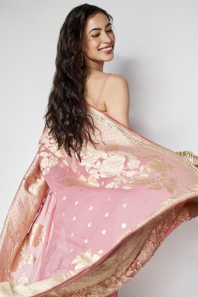 Anita Dongre Abhinaya Benarasi Saree Blush indian designer wear online shopping melange singapore