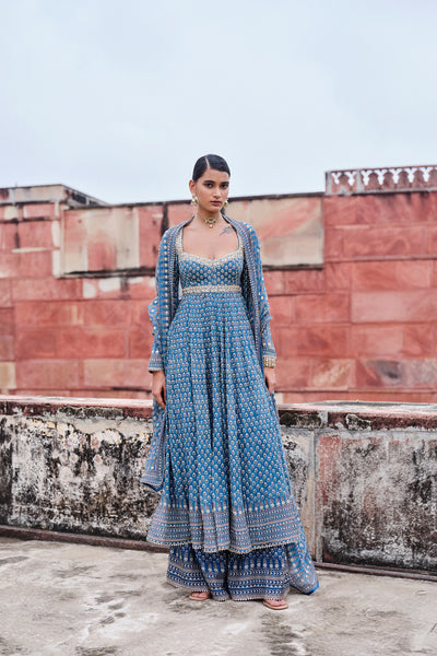 Anita Dongre Abjini Printed Mul Anarkali Set indian designer wear online shopping melange singapore
