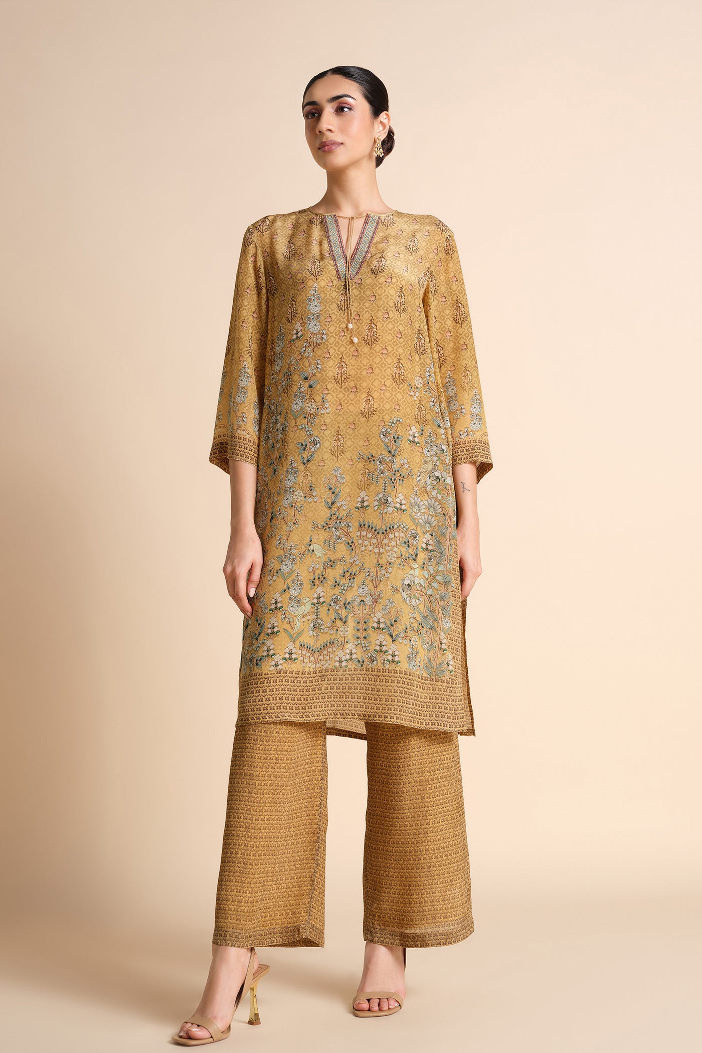 Anita Dongre Acajou Kurta Set Yellow indian designer wear online shopping melange singapore