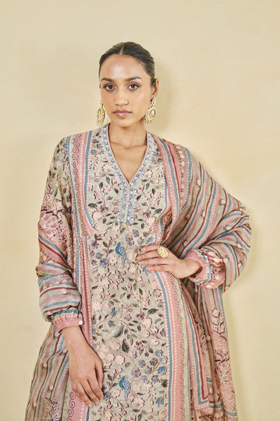 Anita Dongre Adhija Embroidered Lyocell Suit Set Blush indian designer wear online shopping melange singapore