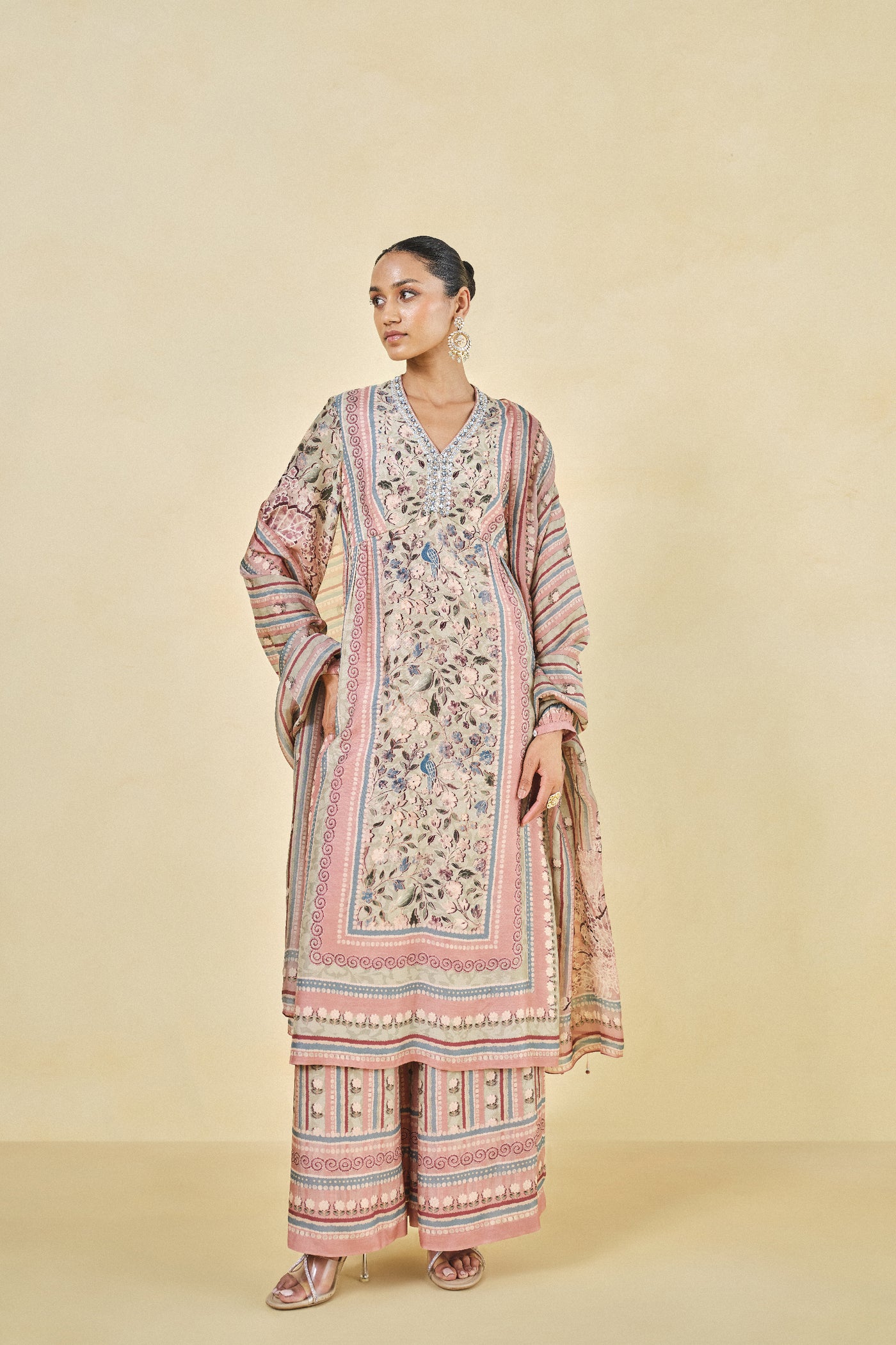 Anita Dongre Adhija Embroidered Lyocell Suit Set Blush indian designer wear online shopping melange singapore