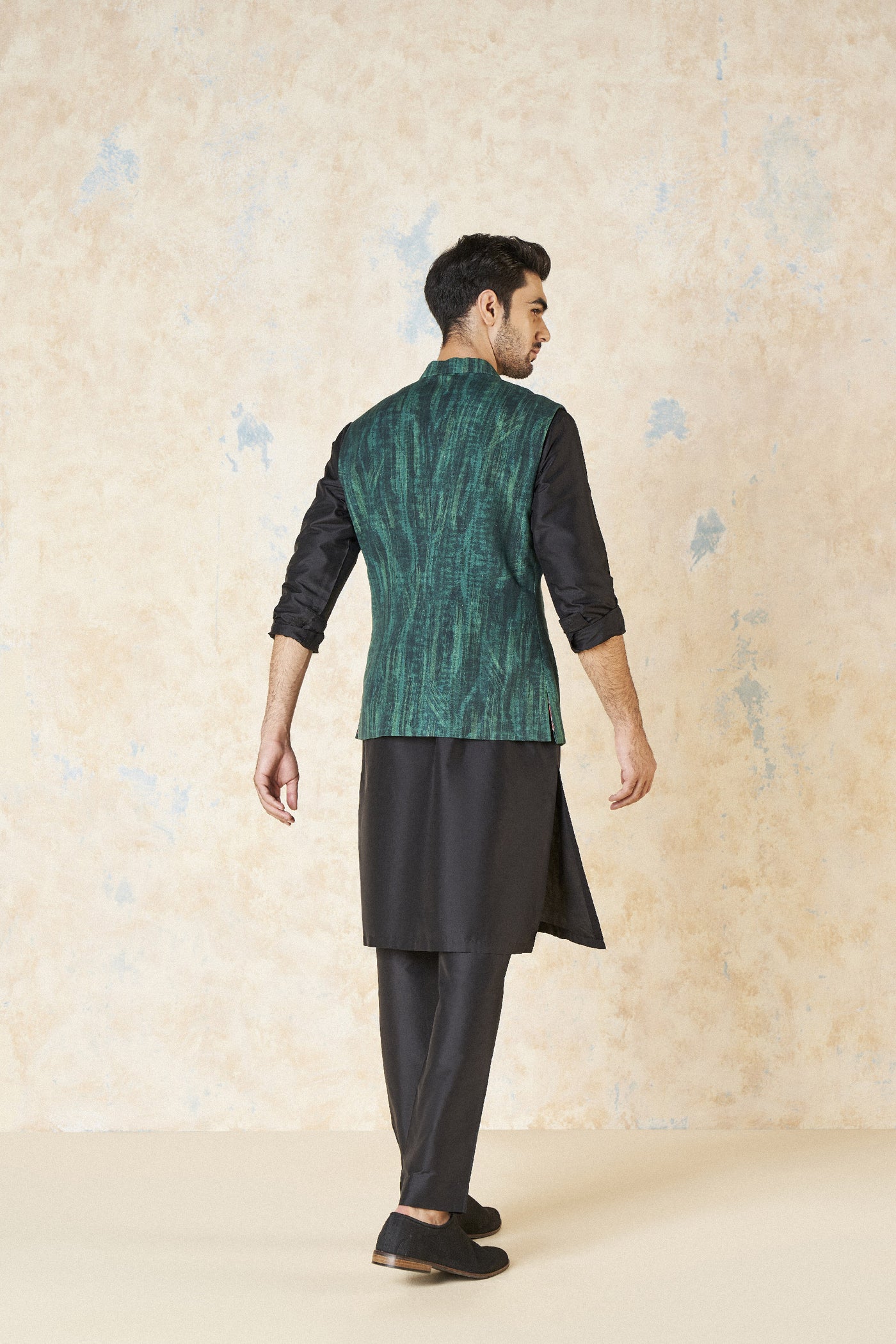 Anita Dongre Adhrit Nehru Jacket Green indian designer wear online shopping melange singapore