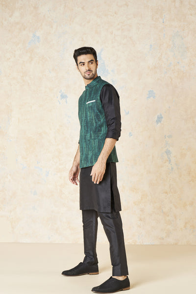 Anita Dongre Adhrit Nehru Jacket Green indian designer wear online shopping melange singapore