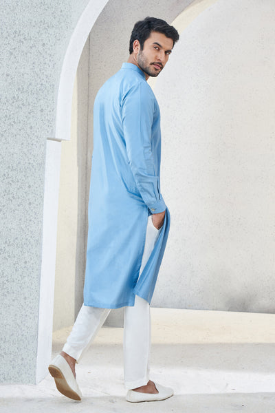 Anita Dongre Menswear Affan Kurta Blue Indian designer wear online shopping melange singapore