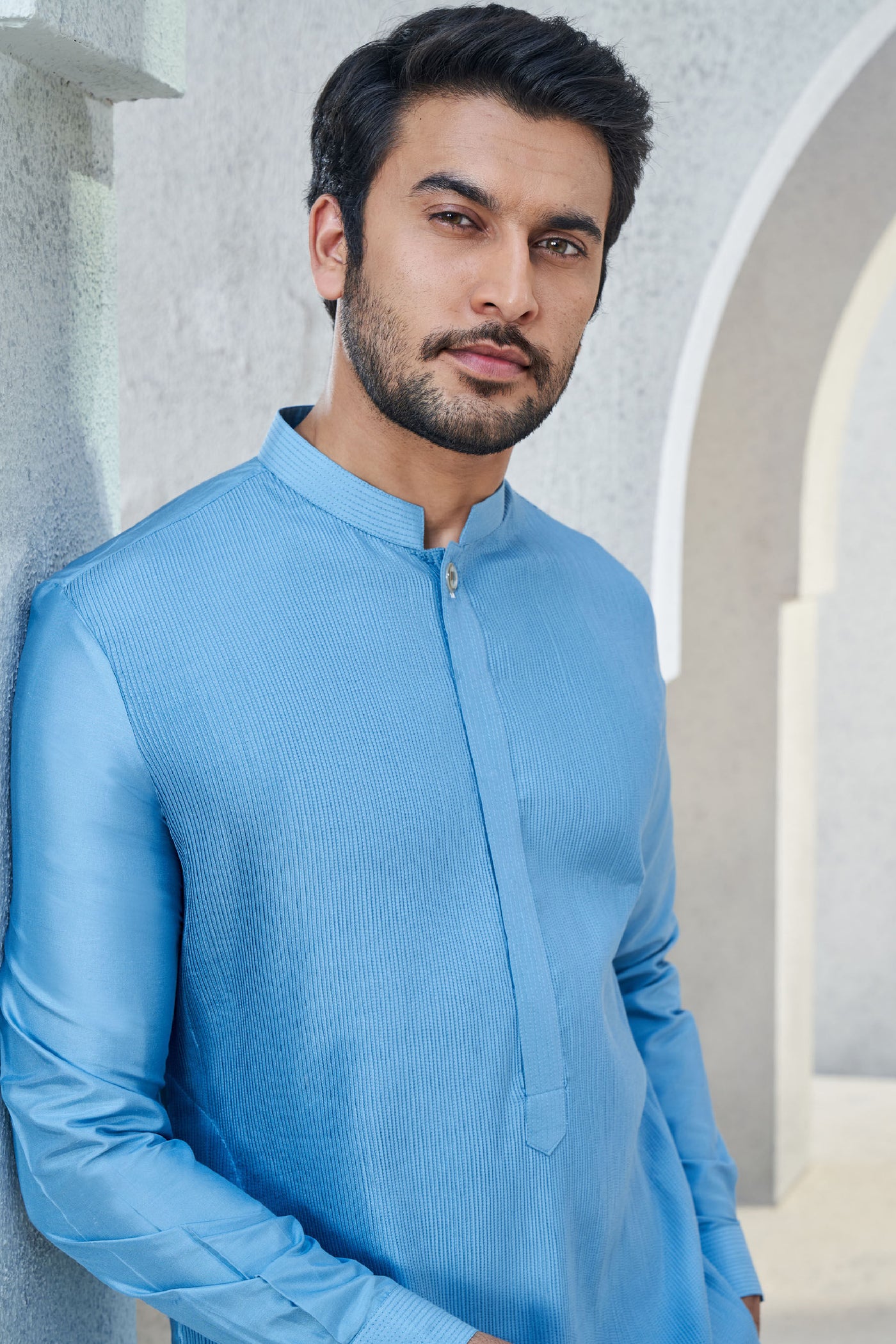 Anita Dongre Menswear Affan Kurta Blue Indian designer wear online shopping melange singapore