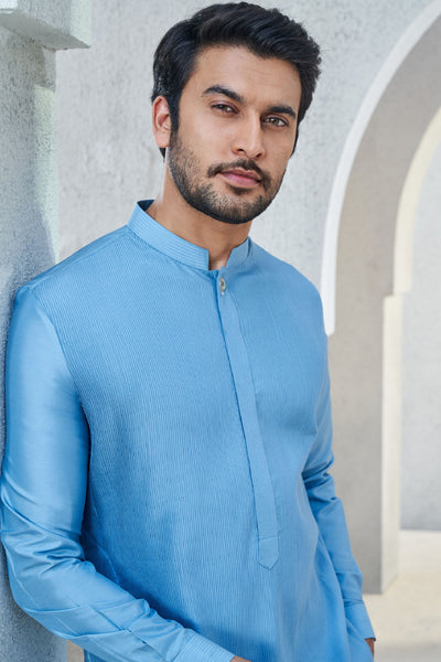 Anita Dongre Menswear Affan Kurta Blue Indian designer wear online shopping melange singapore